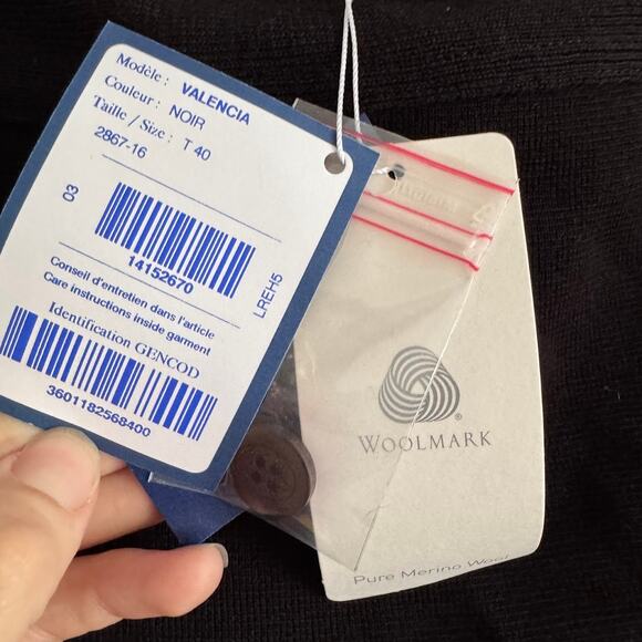 Saint James Black Wool Knit Button Front Pencil Skirt 40 8 New - Picture 5 of 8